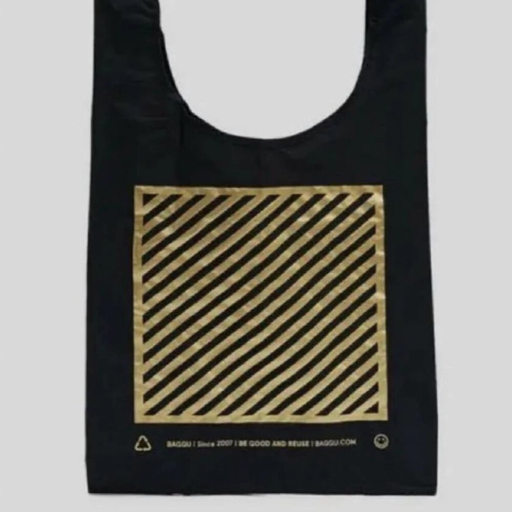 BAGGU Standard Bag Eco Bag Color Metallic Black Gold Standard NWOT